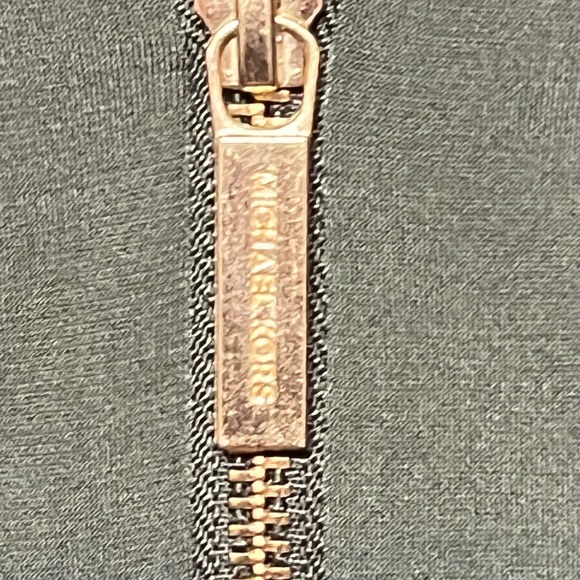 Michael Michael Kors Olive Green Sleeveless Shirt Dress 3/4 Zip Halter Midi - Picture 7 of 8